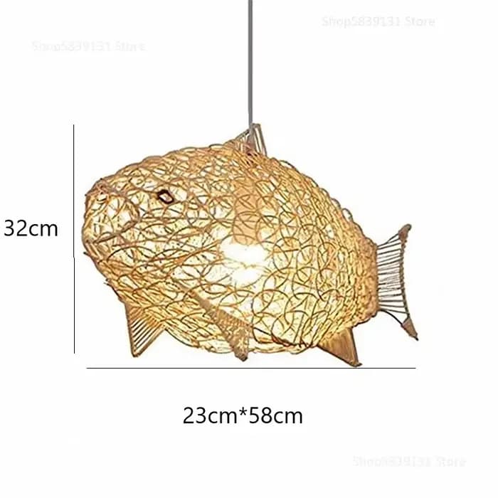 Lampes suspendues modernes nordiques Art de poisson créatif luminaire en bambou LED décor de salon l