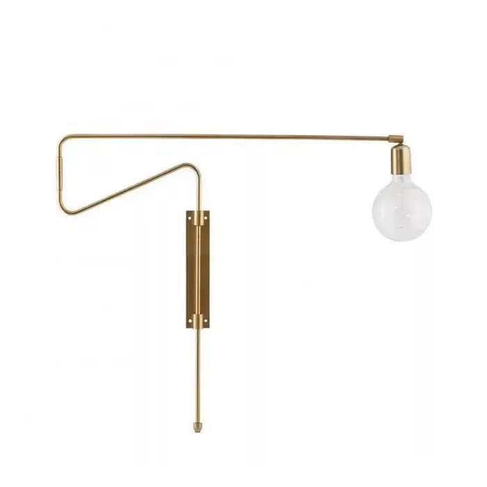 Applique murale pivotante à bras long américain, lampe de chambre minimaliste, rotative, or, noir, m