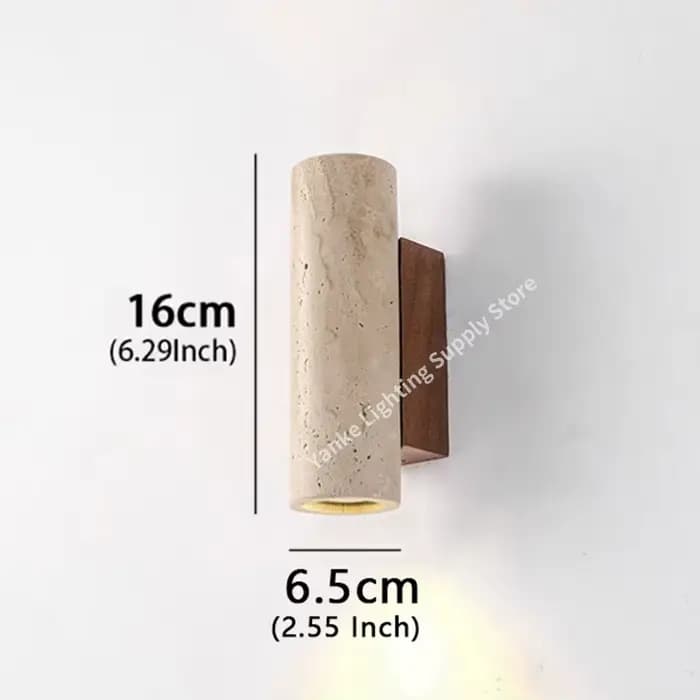 Applique murale en travertin jaune, Design Vintage, bois et pierre, luminaire LED, chambre à coucher