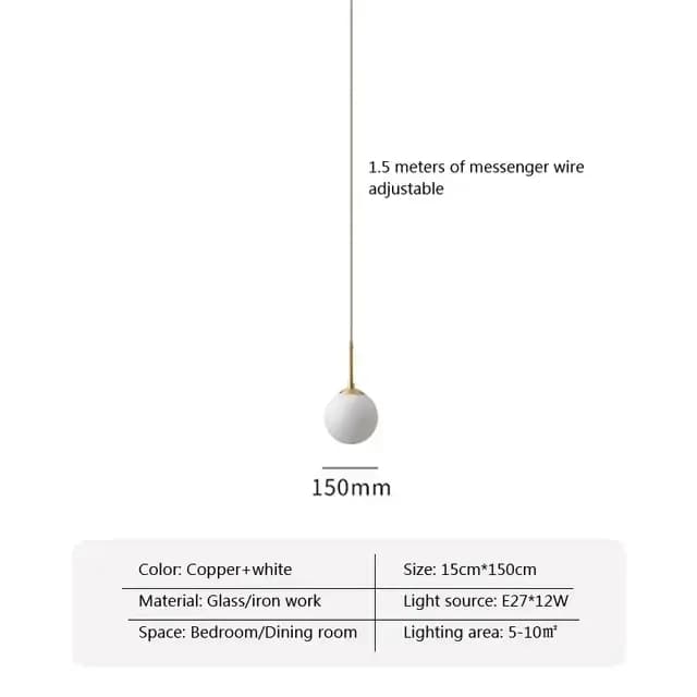 Moderne LED verre suspension en laiton noir boule de lait Lustres éclairage pour chambre à manger es