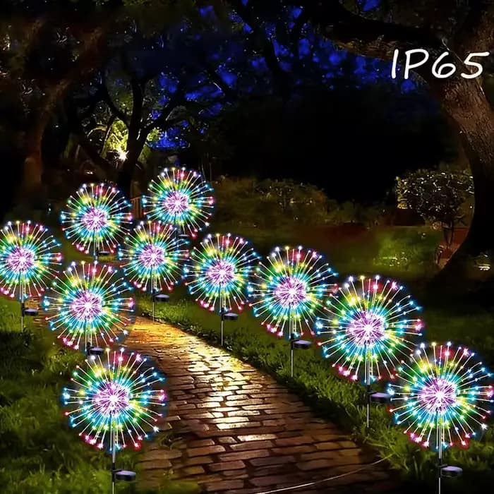 Lumières LED de jardin décoratives, lumières solaires extérieures étanches en forme de feux d'artifi