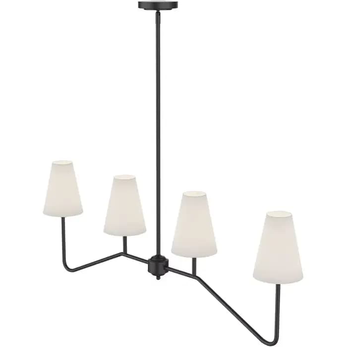 Plafonnier Moderne Classique en Lin Blanc Poli Or ou Noir, Luminaire Décoratif de Plafond, Idéal pou