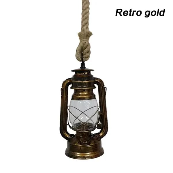 Lanterne Suspendue en Corde de Chanvre Style Rétro, Luminaire Décoratif d'Nik, Style Industriel Vint