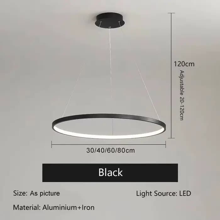 Lampe LED ronde moderne pendentif pour salon Restaurant cuisine noir/blanc LED lustre intérieur mais