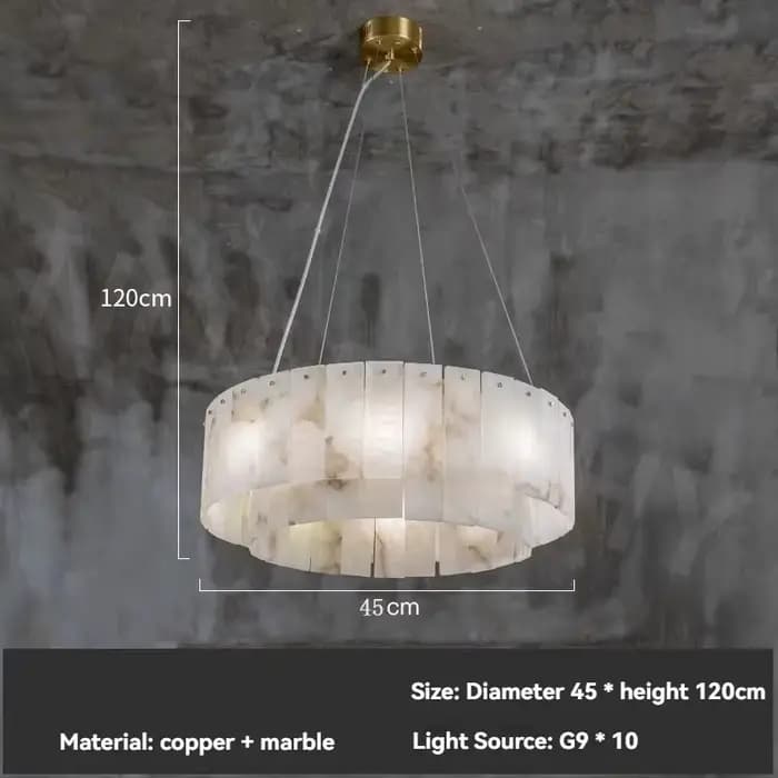 Lampe suspendue en cuivre massif et marbre, design français, luxe, pour salon, salle à manger, chamb