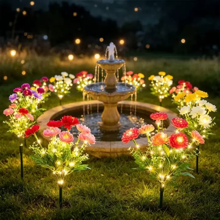 Lampes solaires d'extérieur, lampe solaire de jardin, lampe de pelouse en forme de fleur de lotus des neiges, pour cour, patio, fête, mariage, décoration de Noël