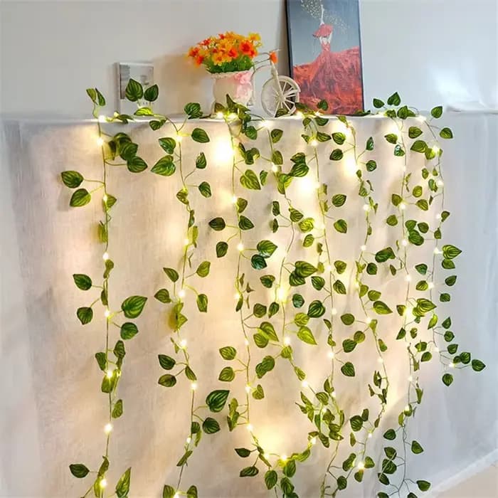 Guirxiété lumineuse verte pour sapin de Noël, fleur, cuir chevelu, vigne artificielle, lumières dégradées, batterie 62, guirxiété lumineuse pour désherbage, décoration d'intérieur