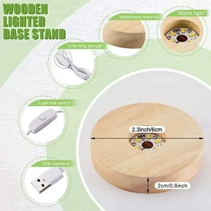 Lampes décoratives de bureau en bois, Base lumineuse, veilleuse Led en bois, présentoir Usb, support de lampe, ornement artistique
