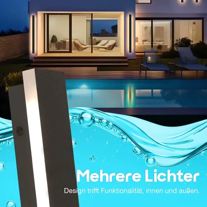 Applique extérieure étanche moderne lumière LED noir jardin porche applique appliques Luminaire étanche IP65 110V 220V luminaires