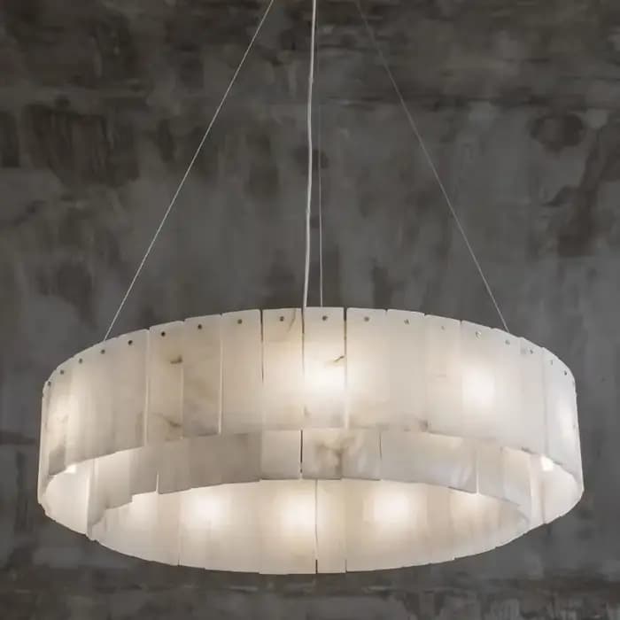 Lampe suspendue en cuivre massif et marbre, design français, luxe, pour salon, salle à manger, chambre circulaire, bureau, éclairage LED