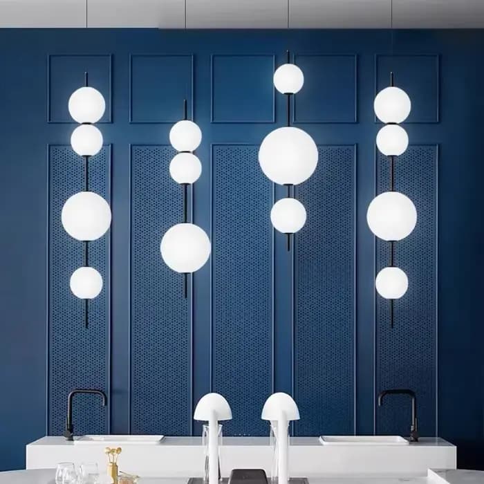 Lustre moderne pour îlot de cuisine, lampe suspendue nordique avec perles en forme de gourde, luminaire décoratif d'intérieur, idéal pour un salon, une chambre à coucher ou une table de chevet