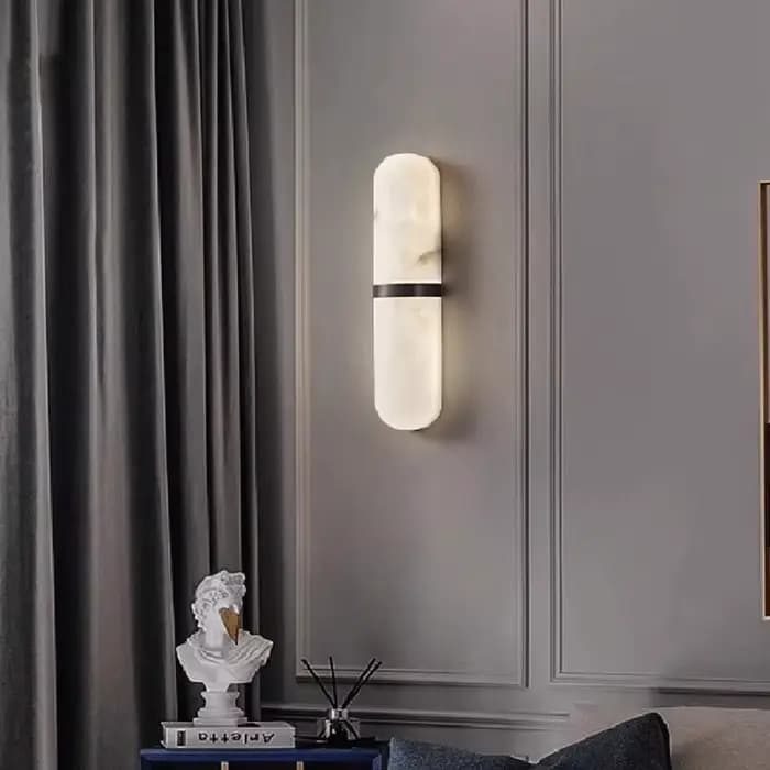 Applique Murale Ovale en Cuivre et Marbre Naturel, Luminaire Postmoderne de Luxe pour Salon, Hôtel, Chambre à Coucher, Style Minimaliste, Nouveau Modèle