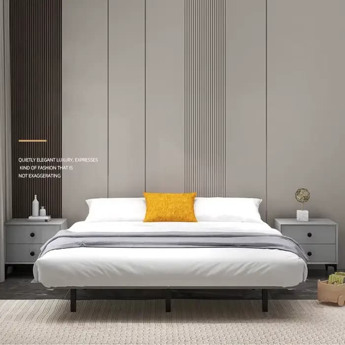 Lit suspendu sans pédale en bois massif, lit suspendu, appartement de luxe, hôtel, ménage, moderne, simple, chevet