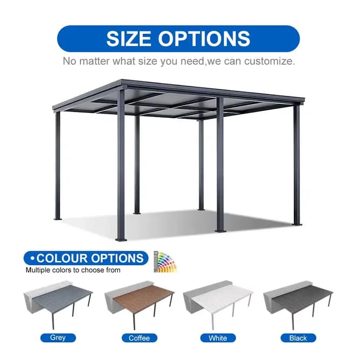 SUNTO extérieur aluminium balcon terrasse Pergola toit auvent enduit de poudre cadre monté mur Patio couvre Nature pression traitée