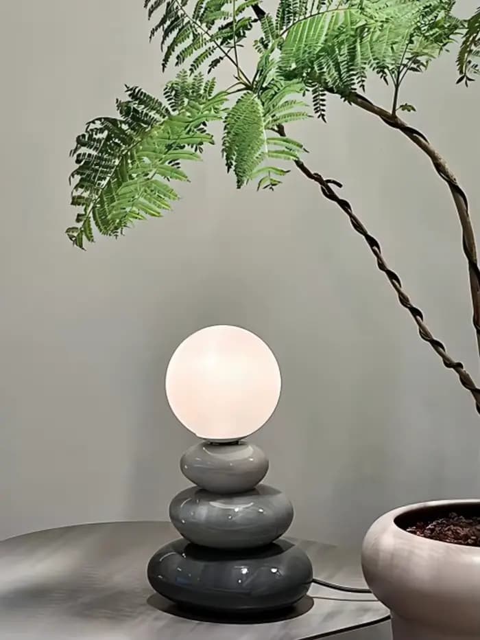 Lampe de table LED en céramique orange/bleue/grise pour chambre à coucher, lampe d'ambiance de bureau, lampe de chevet, lampe lune Stromatolite, articles de décoration de chambre