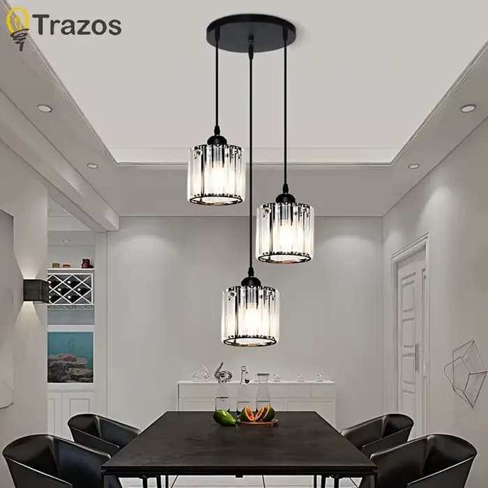 Petit lustre de salle à manger, trois lumières de salle à manger, rond, moderne, simple, maison, escales de personnalité, table à manger en cristal