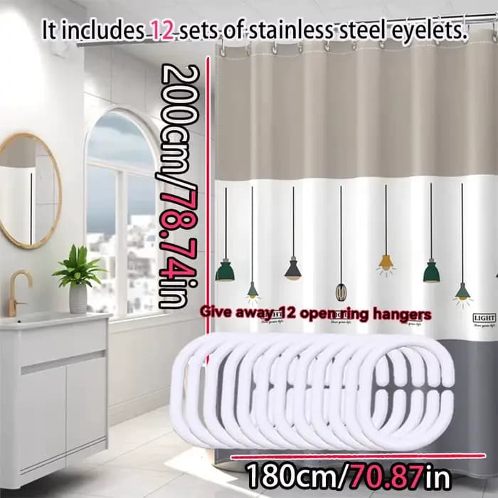 Rideau de douche à motif nordique, rideau de séparation pour salle de bain, matériau PEVA, imperméable et facile à nettoyer