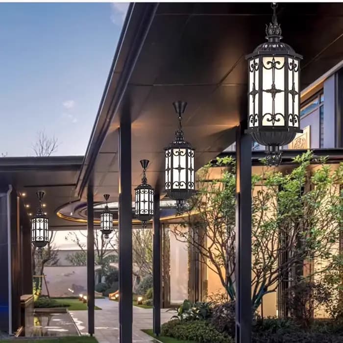 Lampe suspendue d'extérieur étanche de Style européen, pour parc, cour, couloir, jardin, Villa, entrée, balcon, éclairage