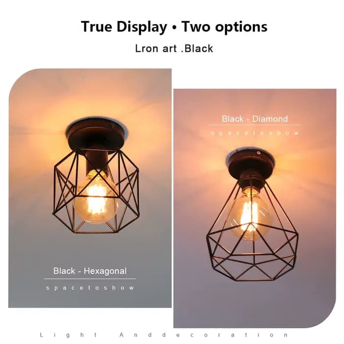 Plafonnier Industriel Rétro Simple en Métal, Luminaire Décoratif d'Nik, Idéal pour une Chambre à Coucher ou une Véranda