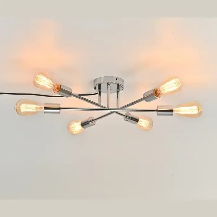 Plafonnier LED Semi Encastré au Design Moderne, Luminaire Décoratif de Plafond, en Cuivre Chromé, Idéal pour une Chambre à Coucher, un Salon ou une Cuisine, 6 Pièces