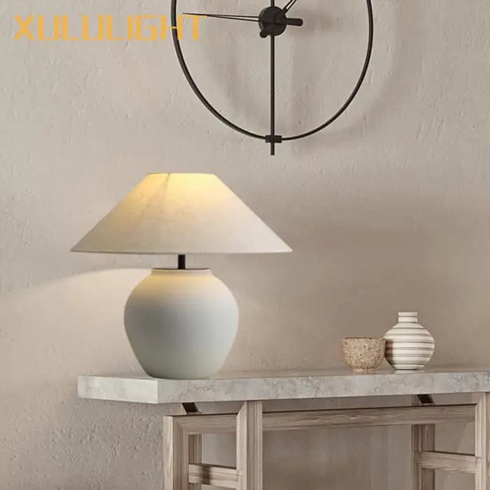 Wabi Sabi Style lampe de Table en céramique salon Table basse noir surdimensionné lampe de bureau décorative japonais rétro luminaire