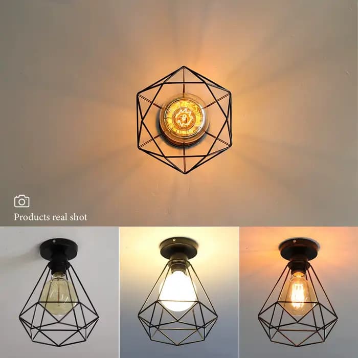 Plafonnier Industriel Rétro Simple en Métal, Luminaire Décoratif d'Nik, Idéal pour une Chambre à Coucher ou une Véranda