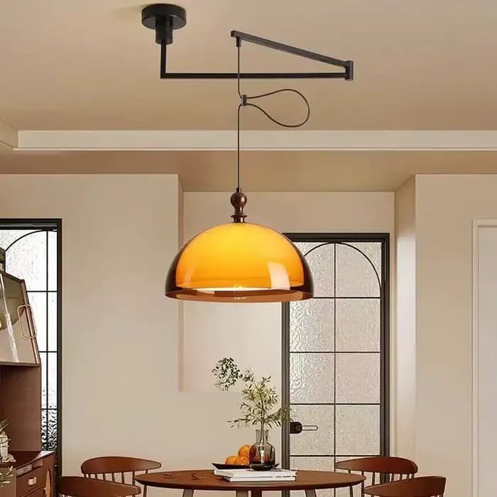 Lampe Suspendue à Bras Pivotant de Style Nordique, Pliable et Rotative, Luminaire Long en Argent, pour Salon, Bureau, Table à Ma