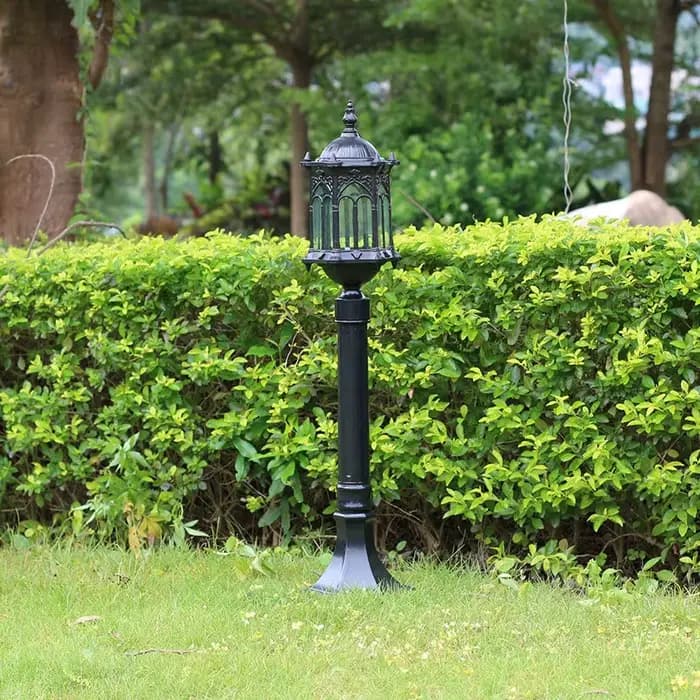 Lampe de jardin antique européenne pour villa, lampadaire de pelouse à haut mât de 80 cm, colonne lumineuse extérieure pour éclairage de jardin