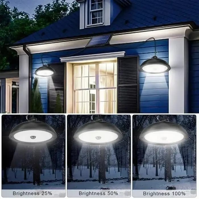 Lustre solaire extérieur, lampe LED étanche, suspension à Double tête, décorations avec télécommande pour hangar intérieur, grange Roo