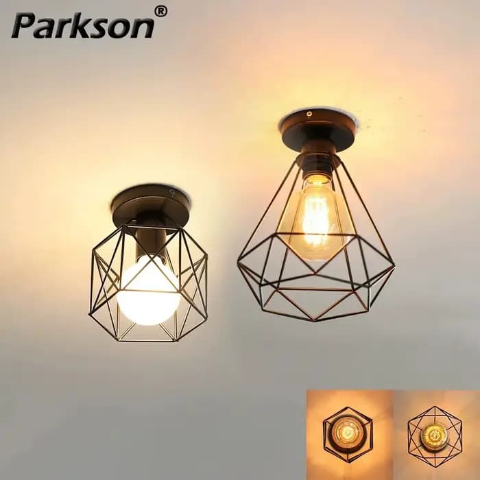 Plafonnier Industriel Rétro Simple en Métal, Luminaire Décoratif d'Nik, Idéal pour une Chambre à Coucher ou une Véranda