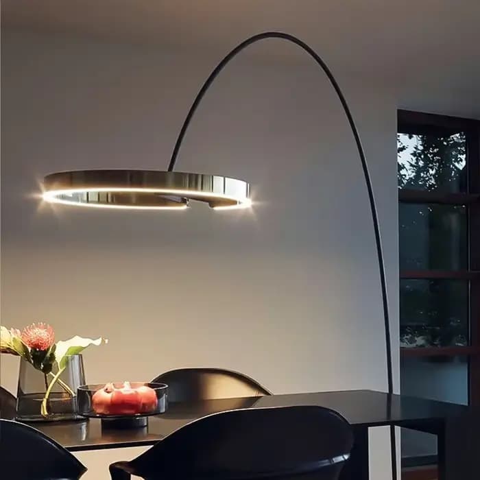 Lampadaire LED circulaire sur pied, design italien, pour salon, chambre à coucher, décor d'hôtel, chevet, lecture haute