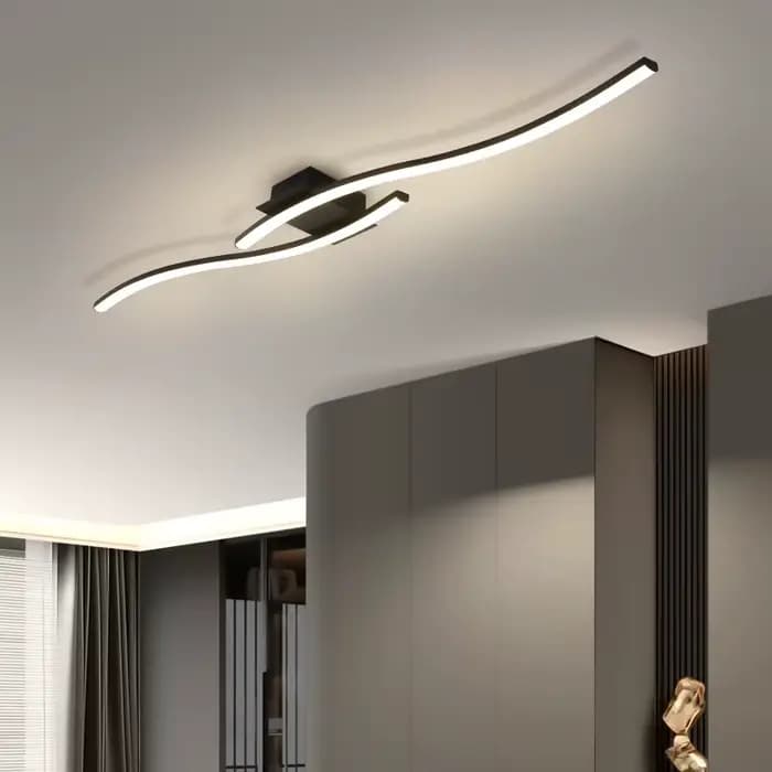 Plafonnier LED noir minimaliste moderne, design pour chambre à coucher, luminaire décoratif d'intérieur, salon, bureau