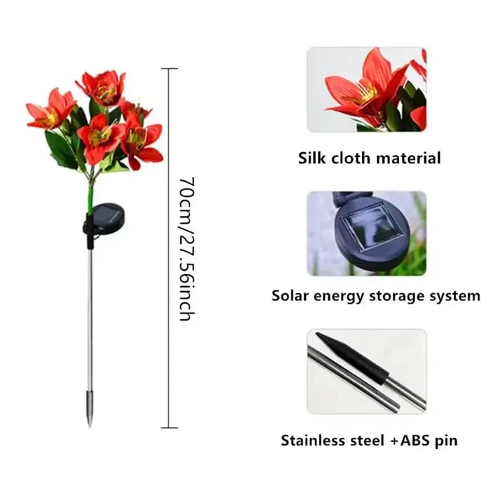 Lampe solaire LED Orchidée pour pelouse, éclairage paysager extérieur, lumières de sol pour mariage, fête, jardin, camping estival, décoration de la maison, Saint-Valentin