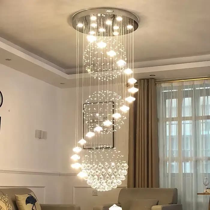Lustre d'escalier duplex de style européen moderne, long lustre pour salon, villa, loft, lumière de face, éclairage intérieur