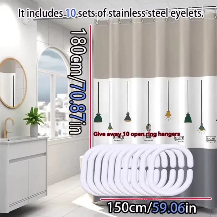 Rideau de douche à motif nordique, rideau de séparation pour salle de bain, matériau PEVA, imperméable et facile à nettoyer