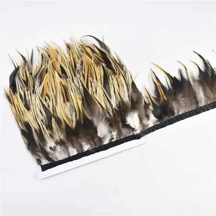 Ruban à franges en plumes de faisan naturelles, plumes de coq, pour couture, artisanat, décoration, vêtements, accessoires de broderie
