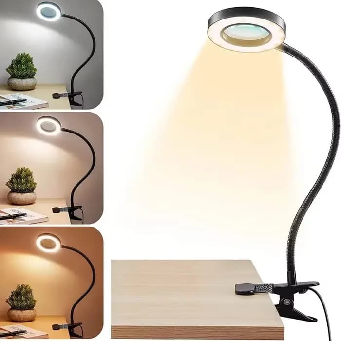 10X Clip sur lampe de bureau LED loupe avec lampe Salon de manucure lampe de broderie Portable lampe de Protection des yeux noir/blanc/argent