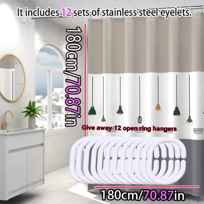 Rideau de douche à motif nordique, rideau de séparation pour salle de bain, matériau PEVA, imperméable et facile à nettoyer