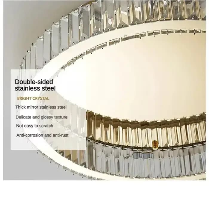 Plafonnier moderne en cristal, lampe LED ronde à montage encastré avec un design élégant pour le salon, la chambre à coucher, la salle à manger, la décoration de la maison
