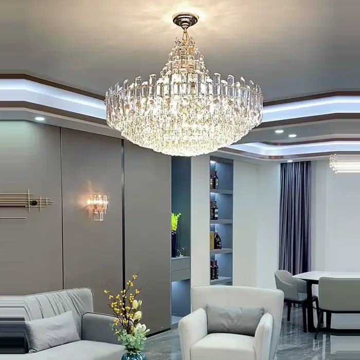 Lustre en cristal de luxe moderne pour bâtiment Duplex salon salle à manger suspension décor Lustre luminaire Suspension Luminaire