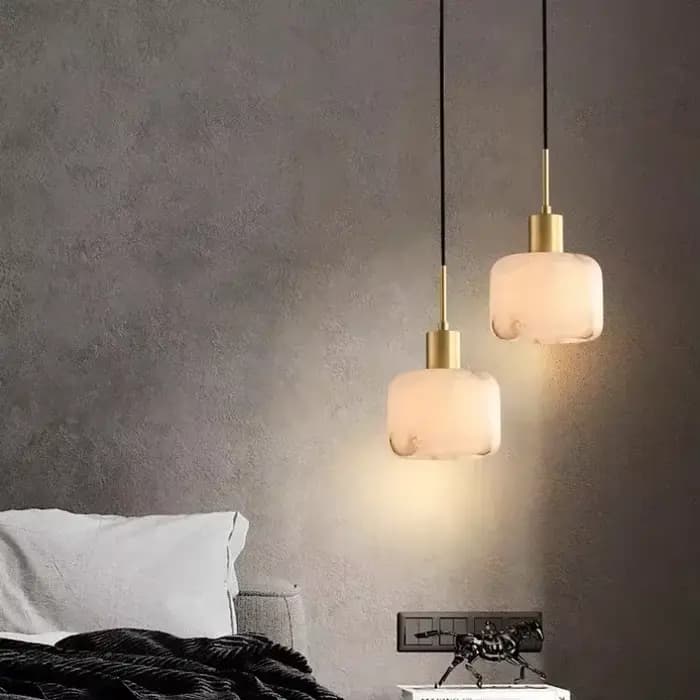 Lustre LED moderne en laiton 2025, design en marbre et cuivre, chambre à coucher ronde et carrée, salon, salle à manger, éclairage intérieur d'hôtel