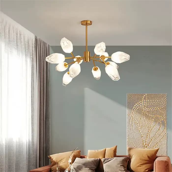 Branche d'arbre lustre verre Design LED fleur lampe pour chambre salle à manger cuisine lampe décoration de la maison salon lumière