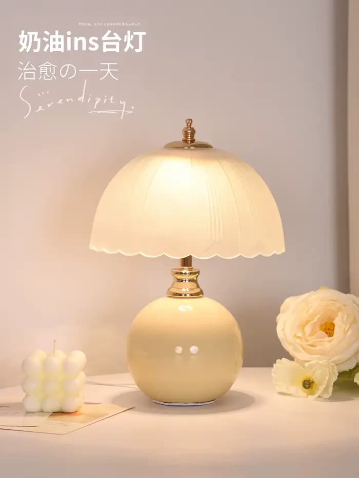Lampe de bureau moderne en verre et céramique, lampe de chevet pour chambre à coucher, atmosphère de luxe, chambre d'enfant, lampe de Table princesse