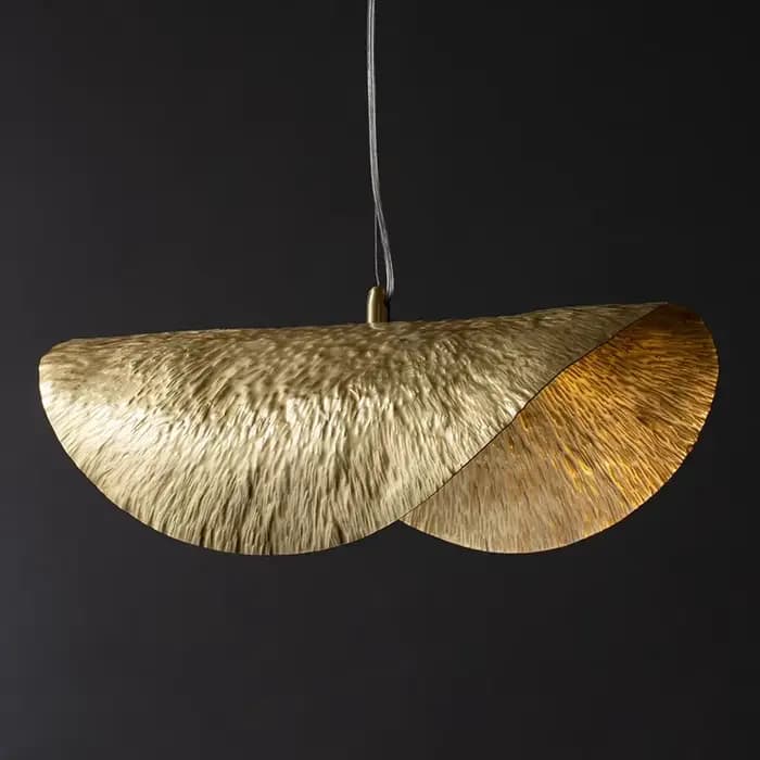 Lampe à suspension Vintage tout en cuivre, feuille de Lotus martelée à la main, lustre de salle à manger, lampe suspendue de Restaurant, lampe d'îlot de cuisine