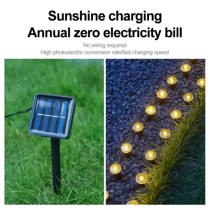 Lumière solaire LED pour allée de jardin, 15/30LED, 8 Modes, lampe d'extérieur étanche pour pelouse, Camping, mariages, éclairage de vacances de noël