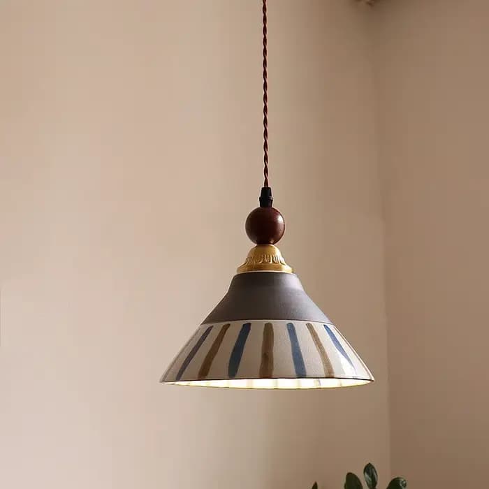 Lampes suspendues LED vintage japonaises IWHD, pour îlot de cuisine, salon, balcon, loft, lampe suspendue en cuivre et céramique, éclairage Luminaria