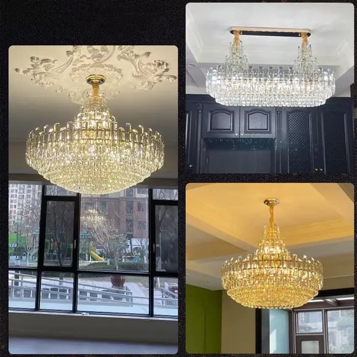 Lustre en cristal de luxe moderne pour bâtiment Duplex salon salle à manger suspension décor Lustre luminaire Suspension Luminaire