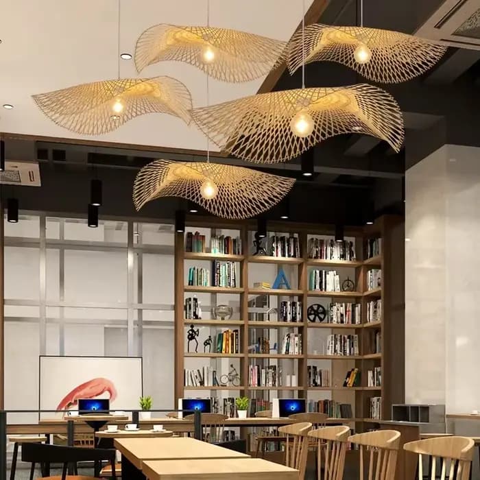 Plafonnier Décoratif en Bambou, Luminaire Décoratif d'Nik, Idéal pour un Restaurant, un Bar ou un Couloir