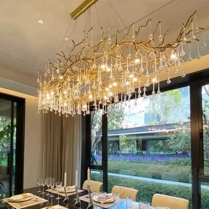 Lustre en cristal français de luxe pour salle à manger, Villa entièrement en cuivre, salon, plafond de haute qualité, branches de cristal, LED
