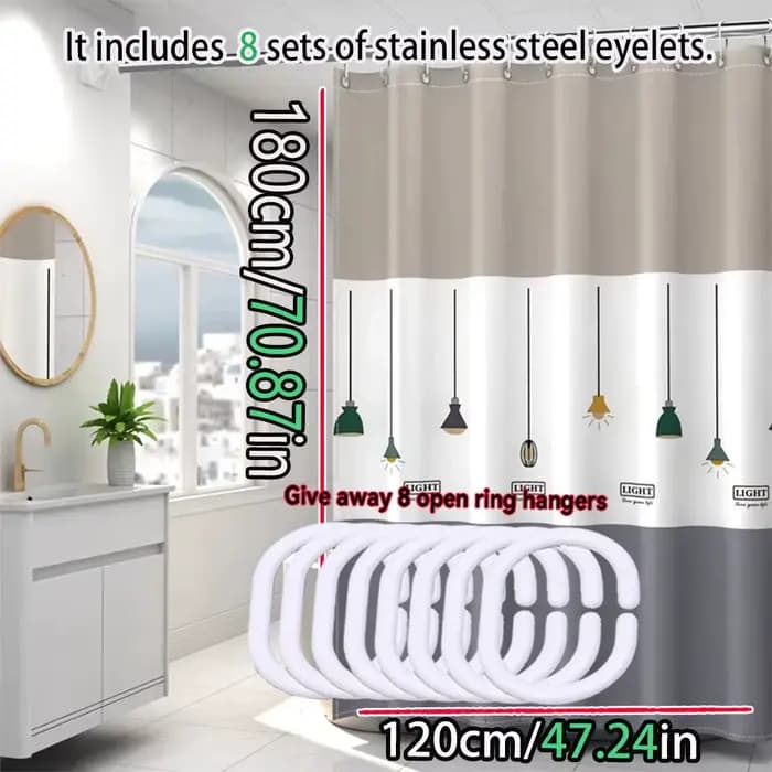 Rideau de douche à motif nordique, rideau de séparation pour salle de bain, matériau PEVA, imperméable et facile à nettoyer